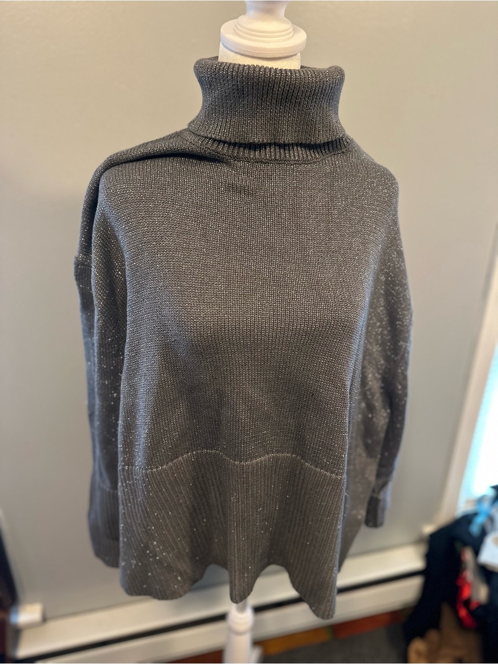 GAP Charcoal Gray Sparkle Turtleneck Sweater